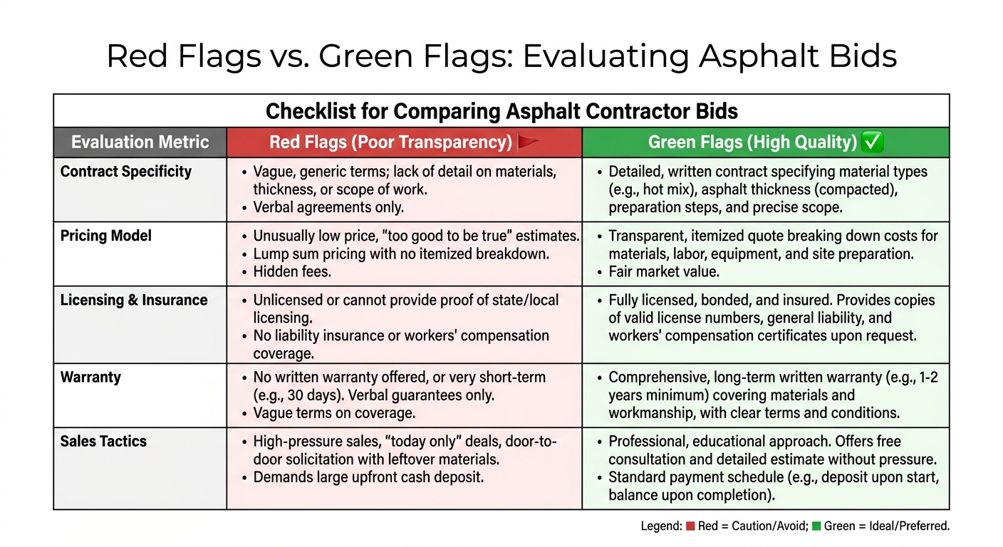 Red Flags vs. Green Flags: Evaluating Asphalt Bids