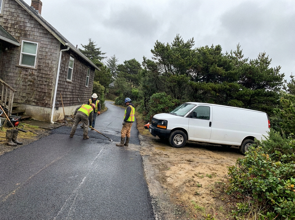 Driveway preparation on a coastal Oregon property