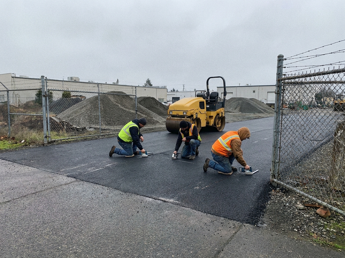Driveway preparation on a industrial Oregon property
